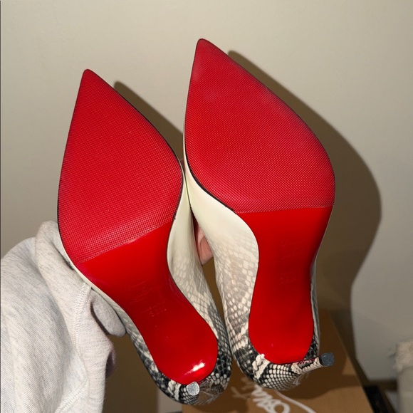 Christian Louboutin White/Black Patent Leather Pigalle 100 - Picture 7 of 7